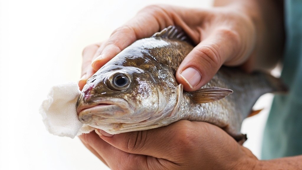 pemeriksaan ikan nila yang mengalami luka di kepala